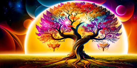 The Cosmic Tree: A Vivid Journey into Psychedelic Wonderland.