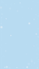 Fototapeta na wymiar Falling snowflakes christmas background. Subtle flying snow flakes and stars on light blue winter backdrop. Beautifully falling snowflakes overlay. Vertical vector illustration.