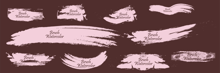 Pink Brush collection. soft pastel pink brush splash. Modern graphic design isolated on Brown background