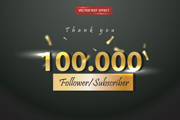 thank you for 100k followers or Subscriber editable text effect , Social media banner template