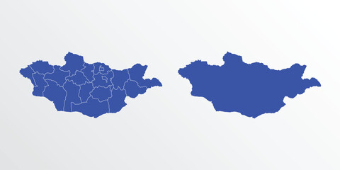 Mongolia map vector illustration. blue color on white background