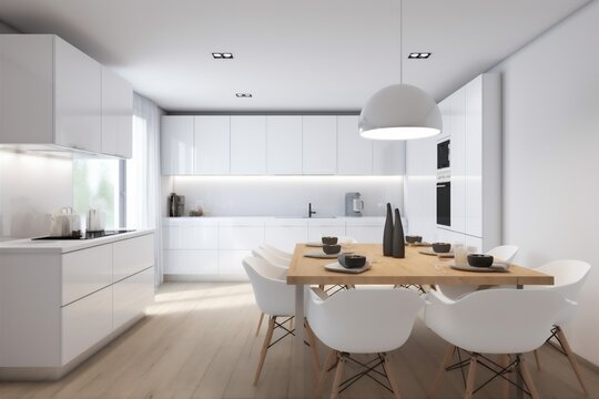 interior furniture home dining design house chair modern kitchen table domestic. Generative AI.