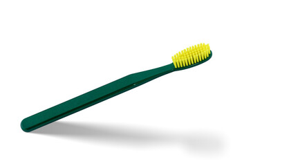 Cut out green toothbrush. Hygiene and daily teeth protection.