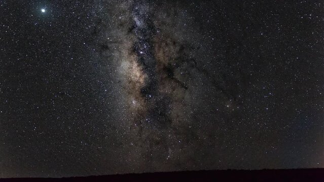 Milky way stars time lapse in the desert, dark, Israel