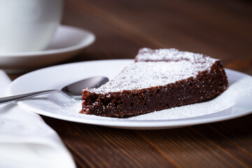 Chocolate Cake Slice on white dish