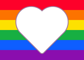 vector pride day flag with heart frame. lgbt rainbow