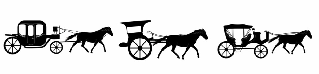 Fototapeta na wymiar Horse icon silhouette carriage. Traditional rural transportation