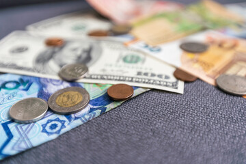 dollars and euros. Background and texture