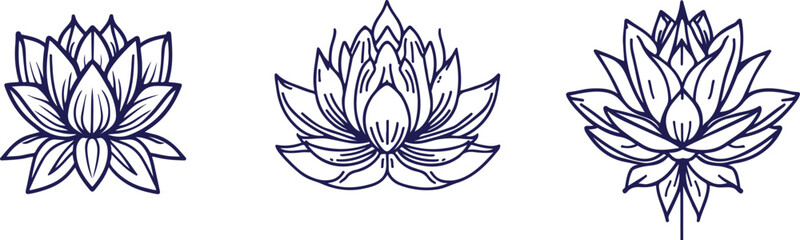 Lotus line art vector silhouette