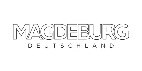 Magdeburg Deutschland, modern and creative vector illustration design featuring the city of Germany as a graphic symbol and text element
