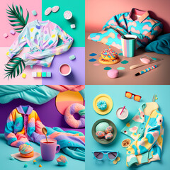 set of colorful clothes fashion modern 