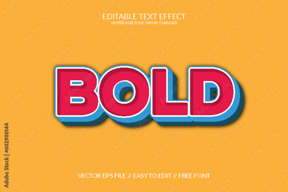 Wall mural bold 3d fully editable vector text effect template