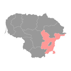 Obraz premium Vilnius county map, administrative division of Lithuania. Vector illustration.