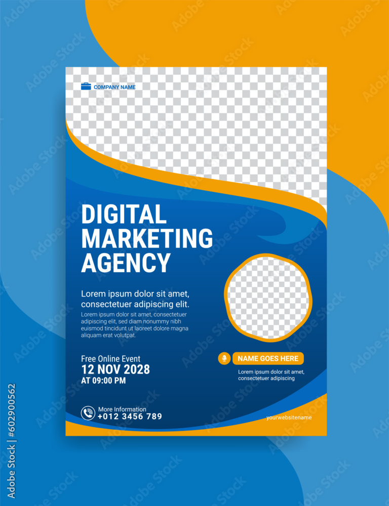 Wall mural digital marketing agency flyer template