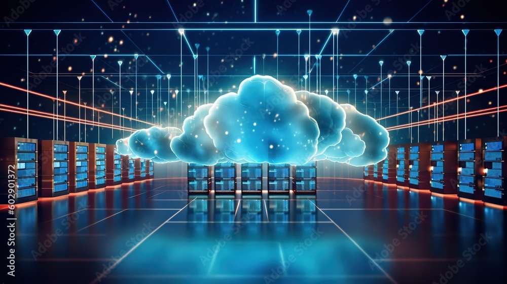 Poster cloud data storage.generative ai