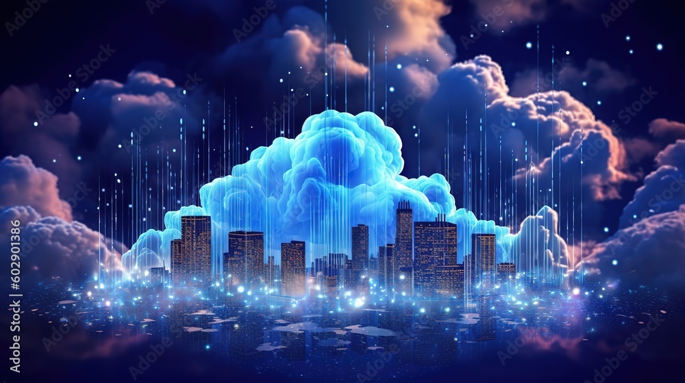Poster cloud data storage.generative ai