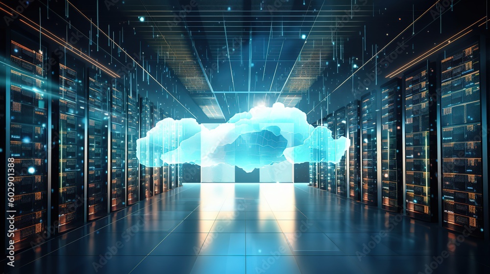 Poster cloud data storage.generative ai