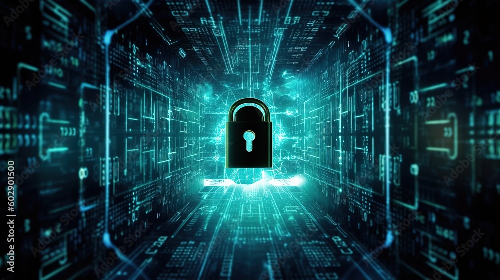 Poster The concept of cyber security, cyber security and login and password.Generative AI