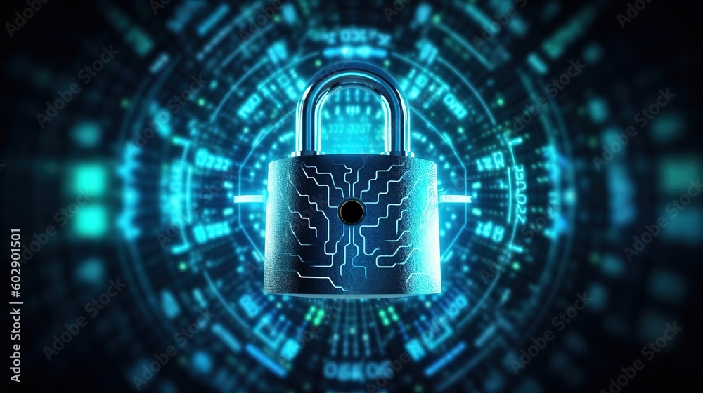 Poster Cybersecurity and privacy concepts to protect data.Generative AI