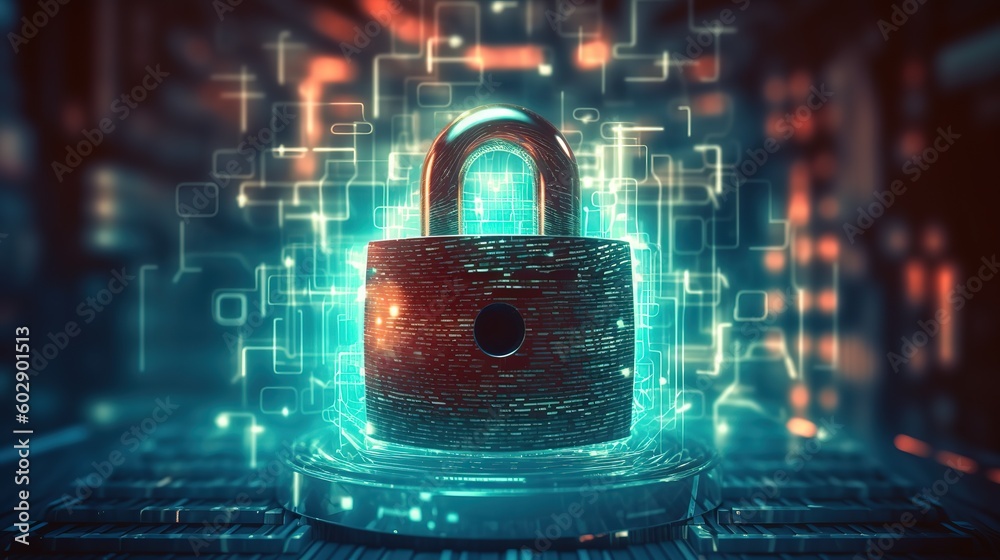 Poster The concept of cyber security, cyber security and login and password.Generative AI