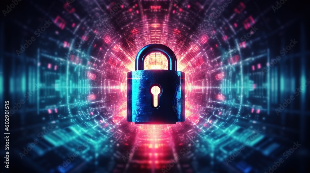 Poster Cybersecurity and privacy concepts to protect data.Generative AI