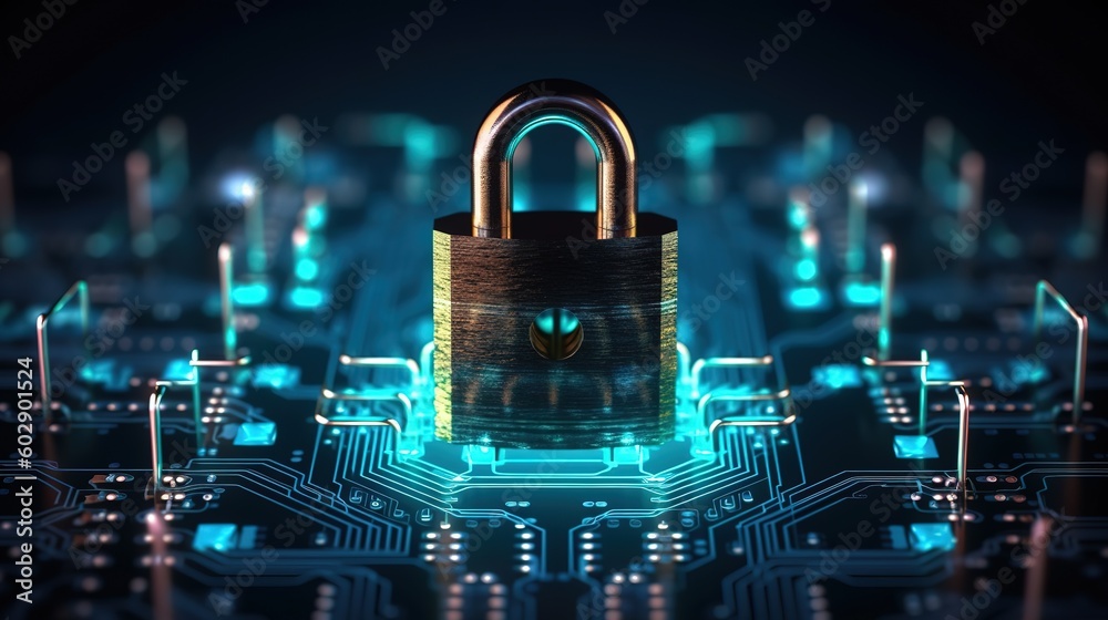 Poster Cybersecurity and privacy concepts to protect data.Generative AI
