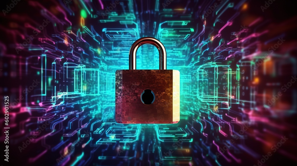 Poster Cybersecurity and privacy concepts to protect data.Generative AI