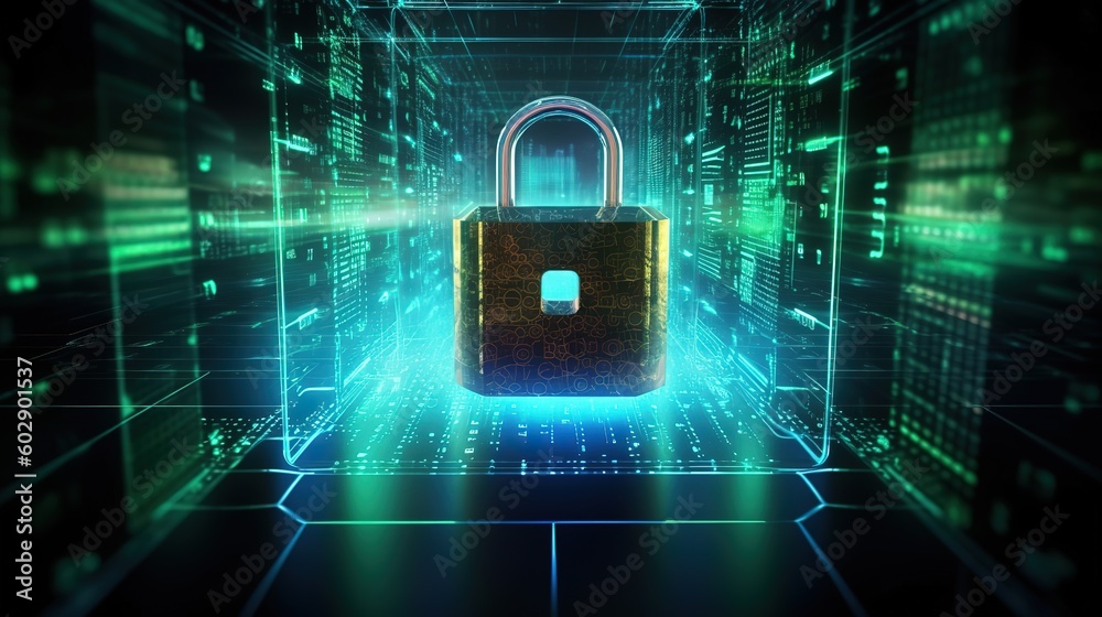 Poster The concept of cyber security, cyber security and login and password.Generative AI