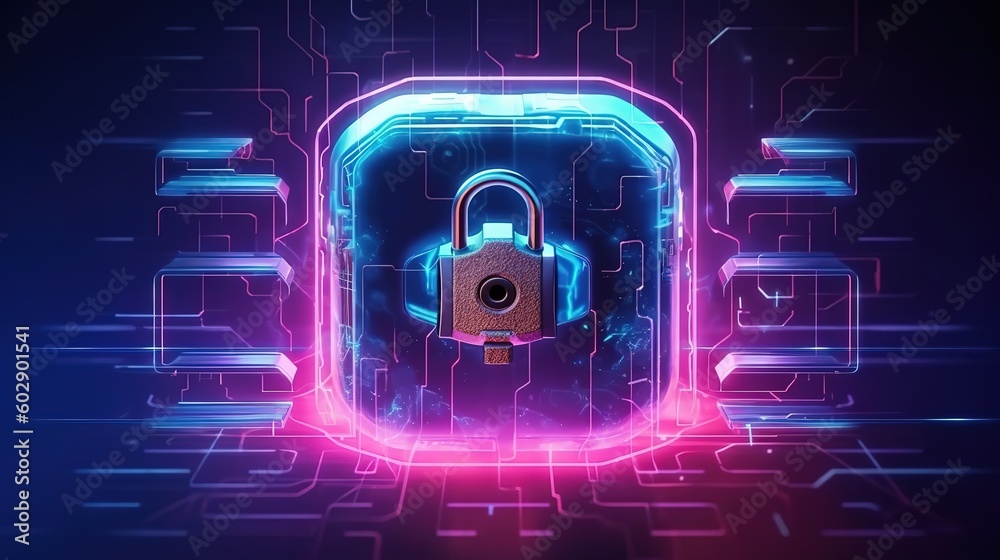 Poster Cybersecurity and privacy concepts to protect data.Generative AI