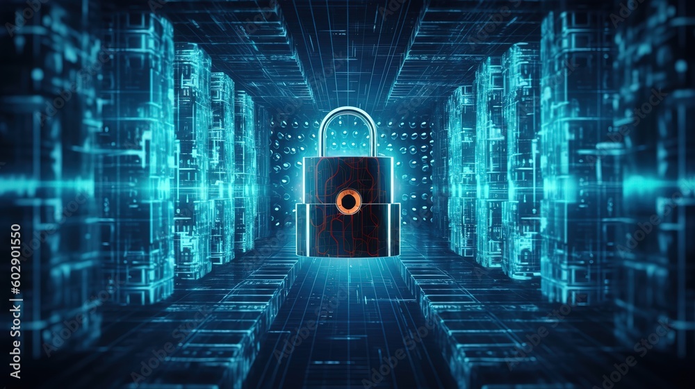 Poster The concept of cyber security, cyber security and login and password.Generative AI