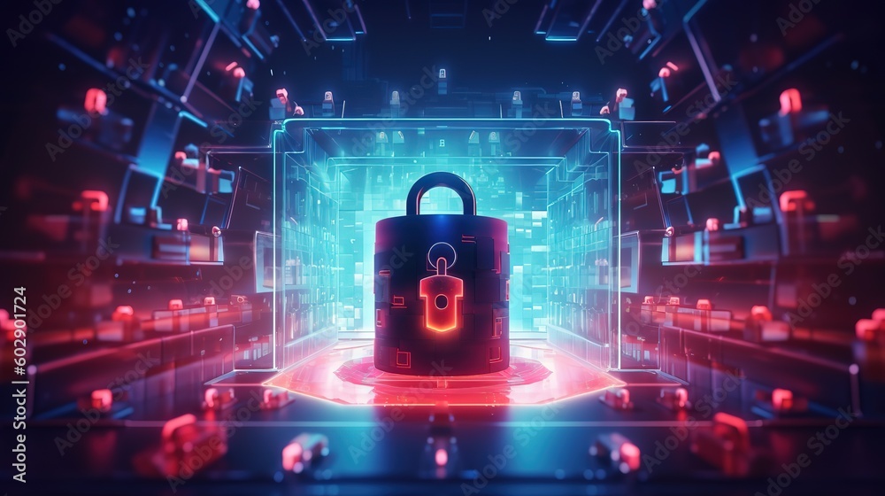 Poster Cybersecurity and privacy concepts to protect data.Generative AI