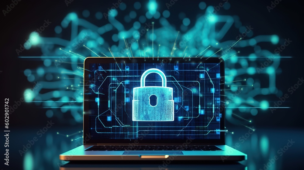 Poster Cybersecurity and privacy concepts to protect data.Generative AI