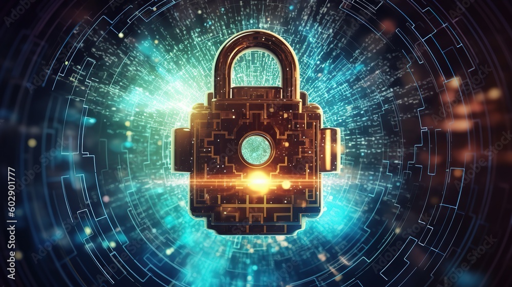 Poster Cybersecurity and privacy concepts to protect data.Generative AI