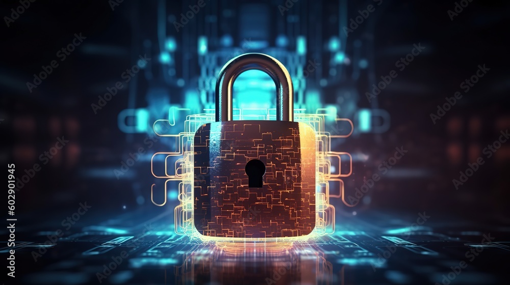 Poster Cybersecurity and privacy concepts to protect data.Generative AI