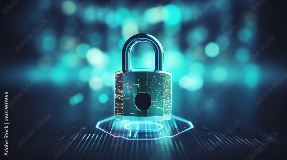 Poster Cybersecurity and privacy concepts to protect data.Generative AI