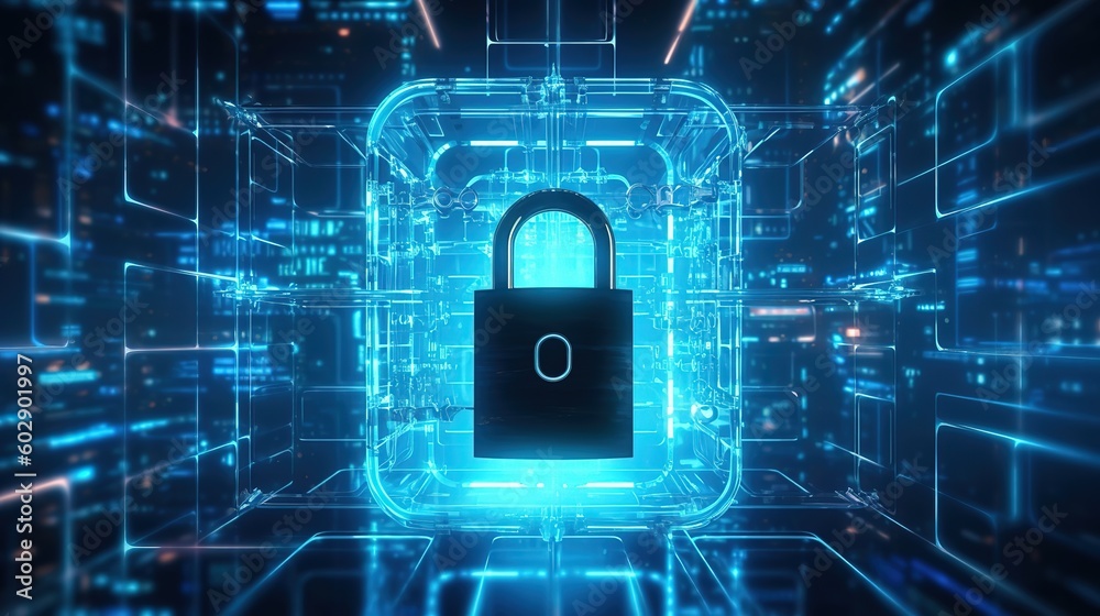 Poster Cybersecurity and privacy concepts to protect data.Generative AI