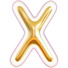 Alphabet Letter X Gold 3d modern font