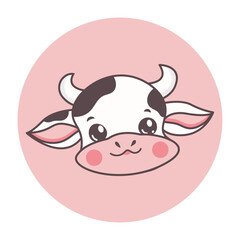 Vector cartoon cute cow character mascot for milk flar style isolated  