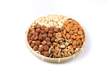 Set of nuts in basket