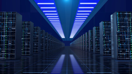 Cloud computing and server room background