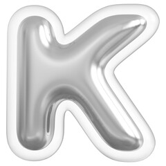 Alphabet Letter K Silver 3d font