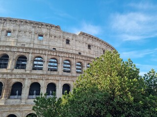 Fototapeta na wymiar Colosseum with scenic sky in Rome, Italy