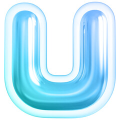 Alphabet Letter U Gradient 3d modern font