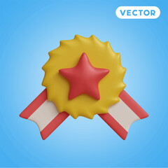 medal 3D vector icon set, on a blue background