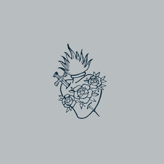 Fototapeta premium THESE HIGH QUALITY SACRED HEART JESUS VECTOR FOR USING VARIOUS TYPES OF DESIGN WORKS LIKE T-SHIRT, LOGO, TATTOO AND HOME WALL DESIGN
