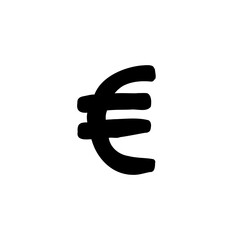 Scribble currency money finance sign icon Euro. Vector illustration in hand drawn cartoon doodle style isolated on white background. For decorating, typography, presentation.