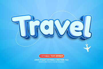 Travel 3d blue text effect editable modern style