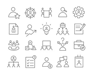 Fototapeta premium Human Resources Icons - Vector Line. Editable Stroke.