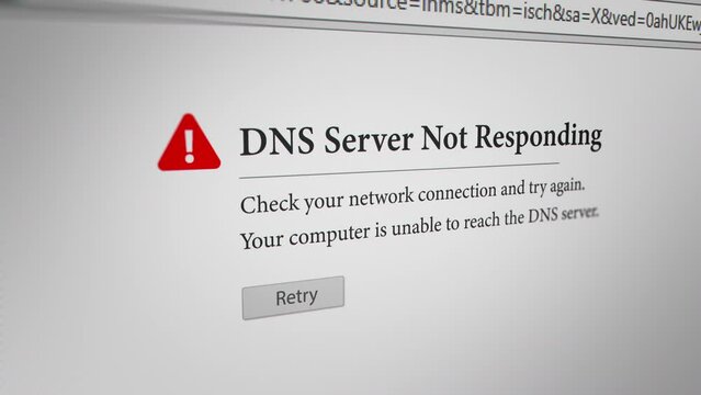 "DNS Server not Responding" Message on Web Browser , Fictitious Data Created Exclusively for This Concept Footage
