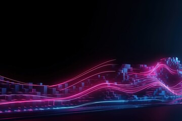 abstract futuristic background with pink blue glowing neon moving high speed wave lines and bokeh lights. Data transfer concept Fantastic wallpaper, Ai Generative